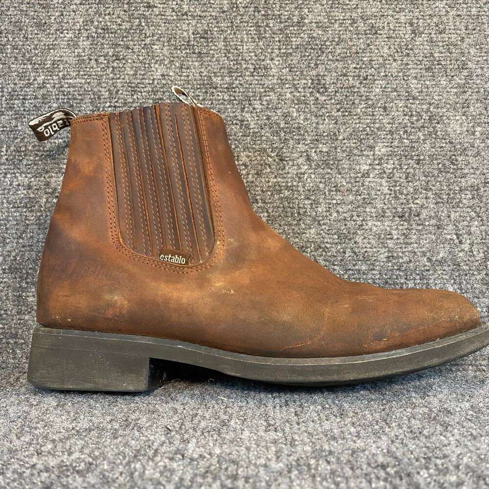 Establo Mens 8.5 Brown Grasso Leather Ankle Work Boots Mexico Comfort Durable